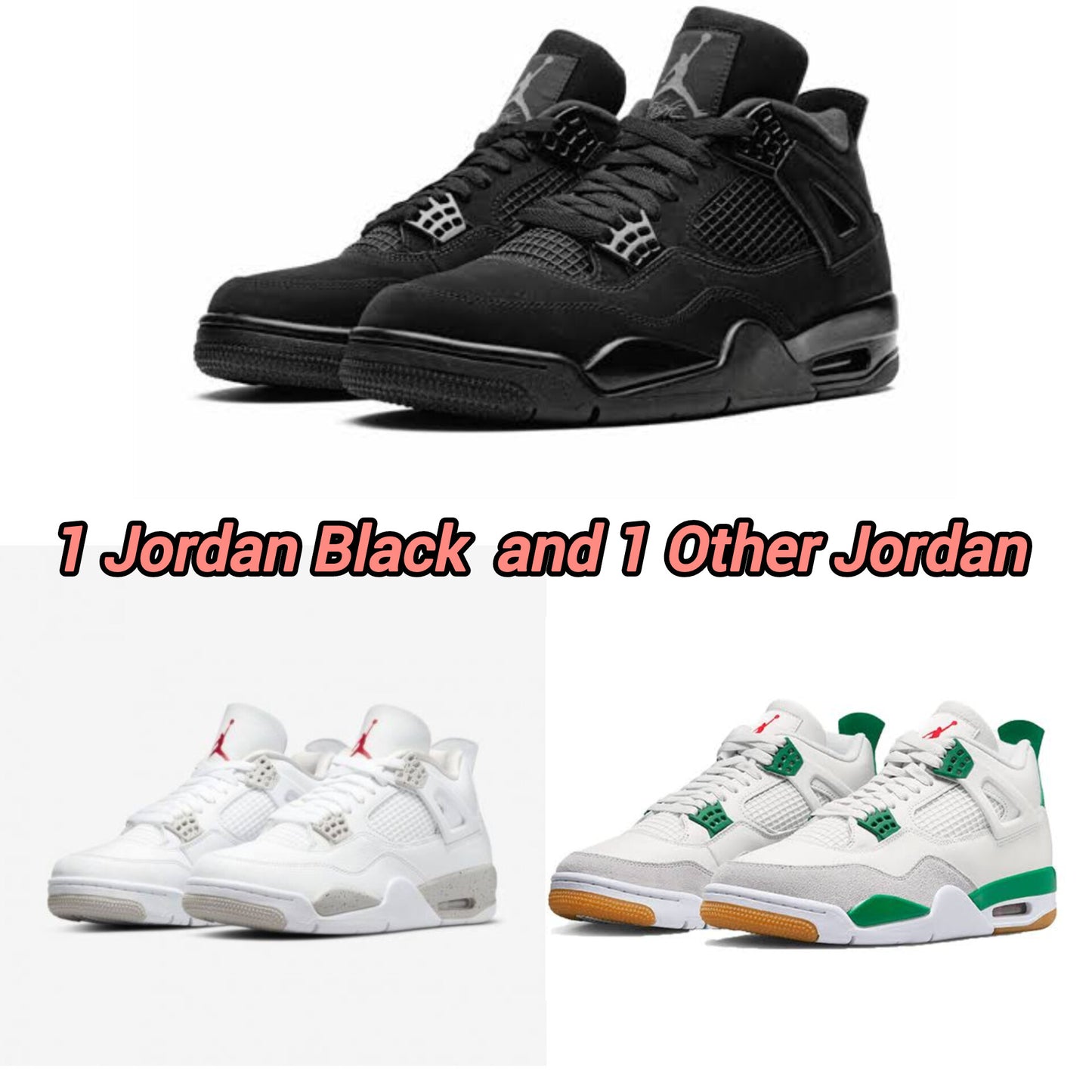 Jordan Black + Jordan White Grey/ Green