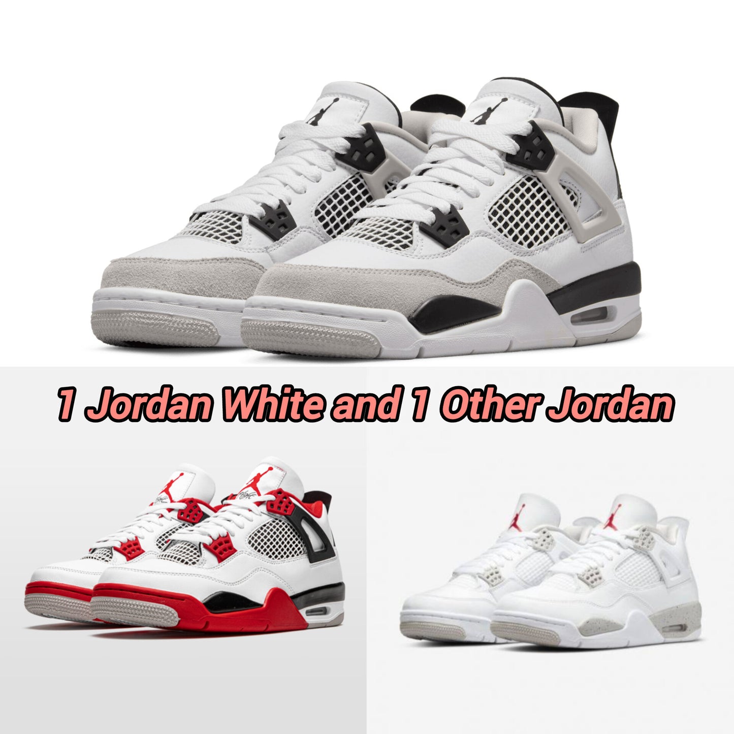 Jordan Black & White + Jordan Red/White Grey