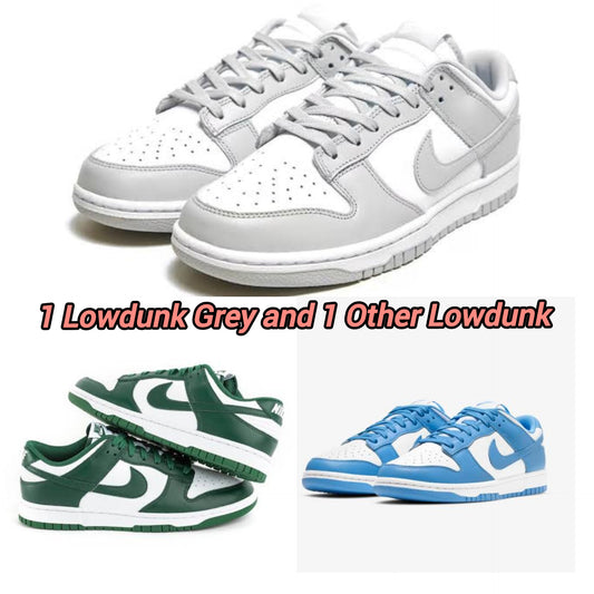Lowdunk Grey + Lowdunk Green/Blue
